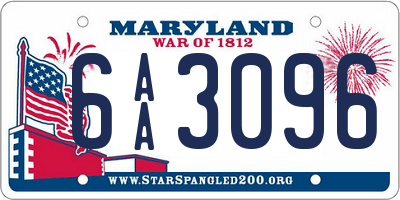 MD license plate 6AA3096