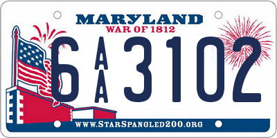 MD license plate 6AA3102