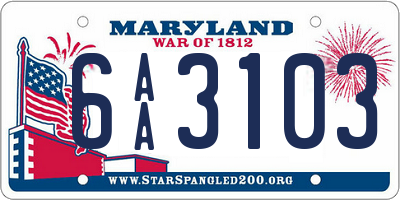 MD license plate 6AA3103