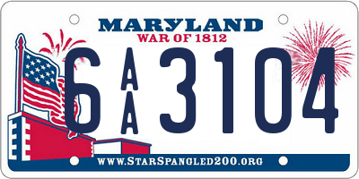 MD license plate 6AA3104