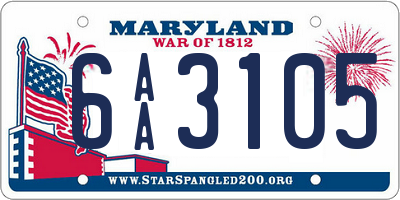 MD license plate 6AA3105