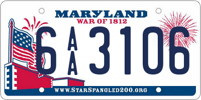 MD license plate 6AA3106