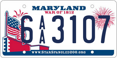 MD license plate 6AA3107