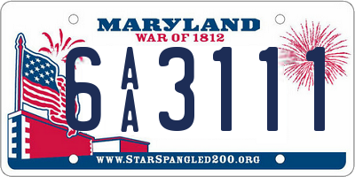 MD license plate 6AA3111