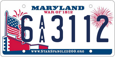 MD license plate 6AA3112