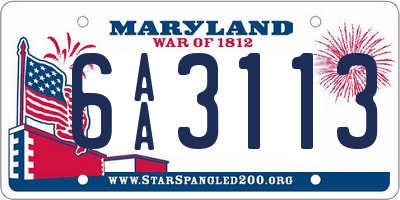 MD license plate 6AA3113