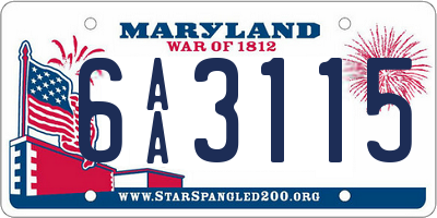 MD license plate 6AA3115
