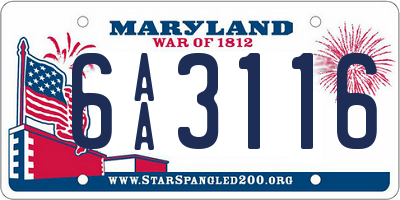 MD license plate 6AA3116