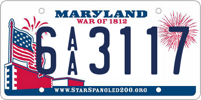 MD license plate 6AA3117