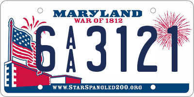 MD license plate 6AA3121