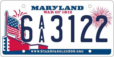 MD license plate 6AA3122