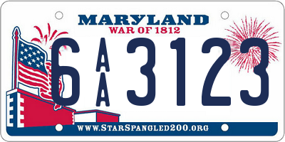 MD license plate 6AA3123