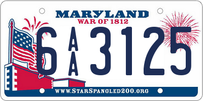 MD license plate 6AA3125