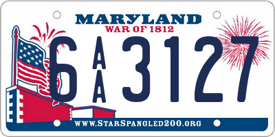 MD license plate 6AA3127