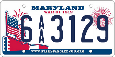 MD license plate 6AA3129