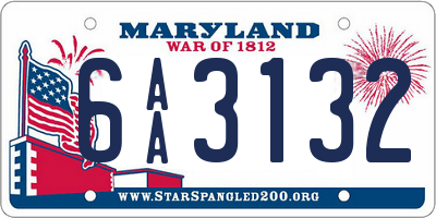 MD license plate 6AA3132