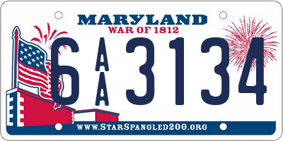 MD license plate 6AA3134