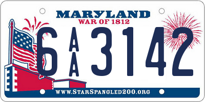 MD license plate 6AA3142