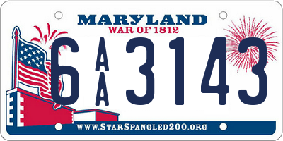 MD license plate 6AA3143