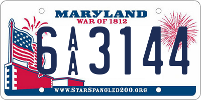 MD license plate 6AA3144