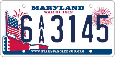 MD license plate 6AA3145