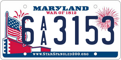 MD license plate 6AA3153