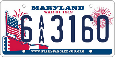 MD license plate 6AA3160