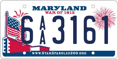 MD license plate 6AA3161