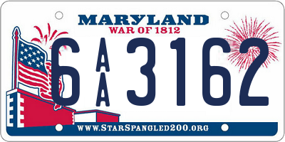 MD license plate 6AA3162