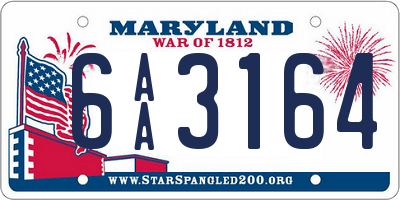 MD license plate 6AA3164