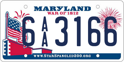 MD license plate 6AA3166