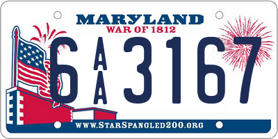 MD license plate 6AA3167