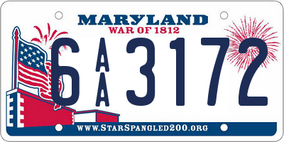 MD license plate 6AA3172