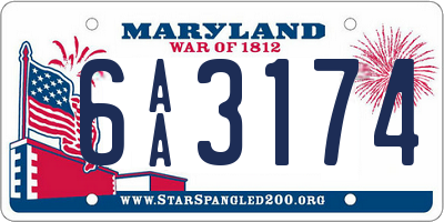 MD license plate 6AA3174