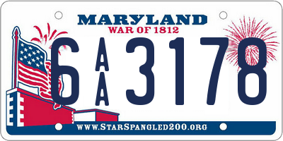 MD license plate 6AA3178