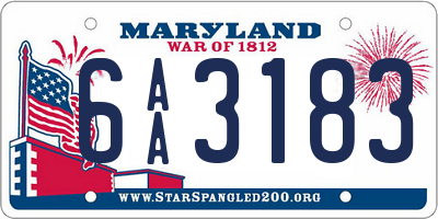 MD license plate 6AA3183