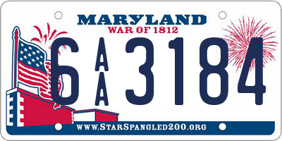 MD license plate 6AA3184