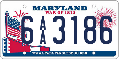 MD license plate 6AA3186
