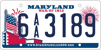 MD license plate 6AA3189