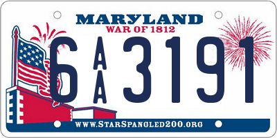 MD license plate 6AA3191