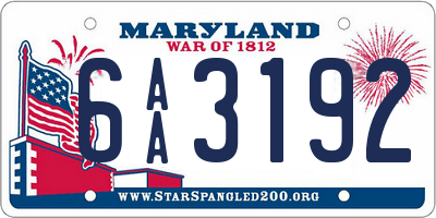 MD license plate 6AA3192