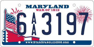 MD license plate 6AA3197