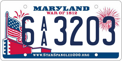 MD license plate 6AA3203