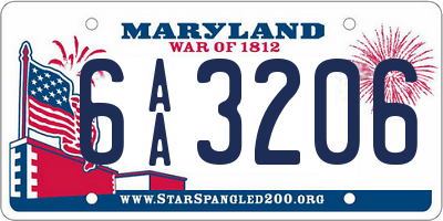 MD license plate 6AA3206