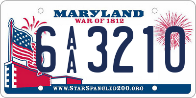 MD license plate 6AA3210