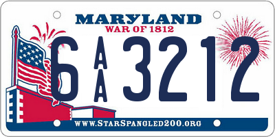 MD license plate 6AA3212