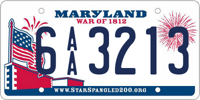 MD license plate 6AA3213