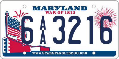 MD license plate 6AA3216