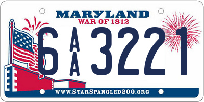 MD license plate 6AA3221