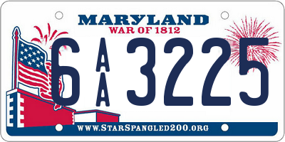 MD license plate 6AA3225